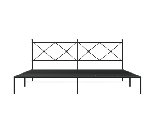 Estructura cama sin colchón con cabecero metal negro 193x203 cm