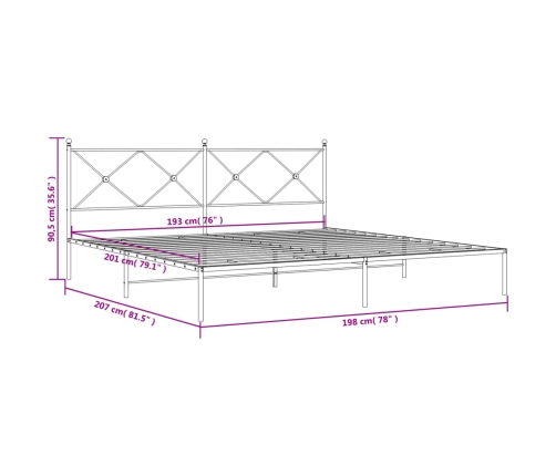 Estructura cama sin colchón con cabecero metal negro 193x203 cm