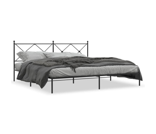 Estructura cama sin colchón con cabecero metal negro 193x203 cm