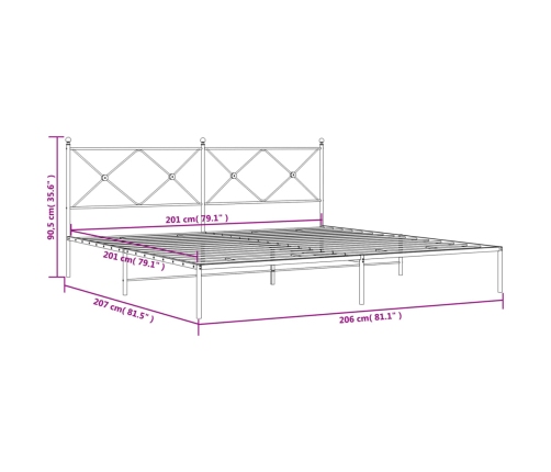 Estructura cama sin colchón con cabecero metal negro 200x200 cm