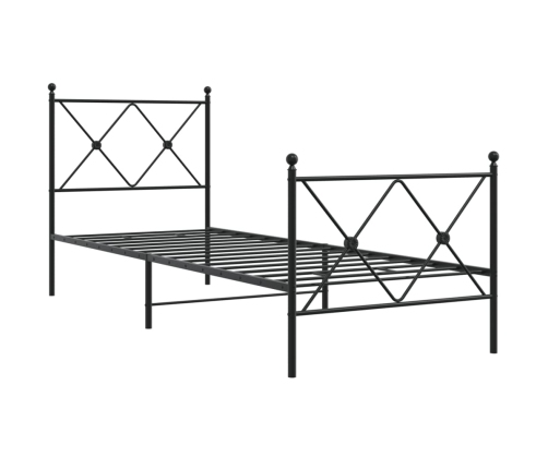 Estructura cama sin colchón con estribo metal negro 75x190 cm