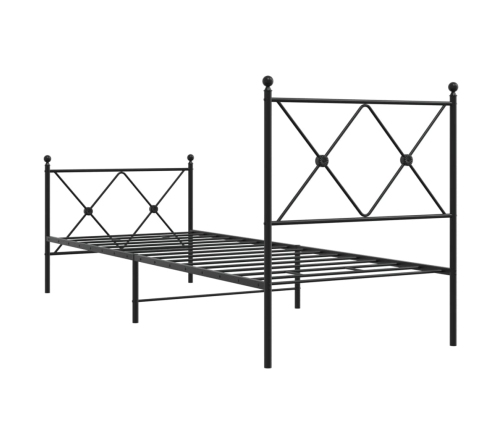 Estructura cama sin colchón con estribo metal negro 75x190 cm