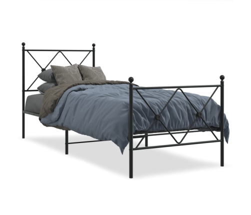 Estructura cama sin colchón con estribo metal negro 75x190 cm