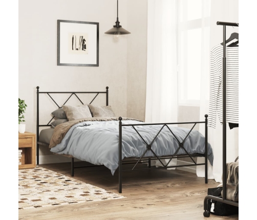 Estructura cama sin colchón con estribo metal negro 90x200 cm