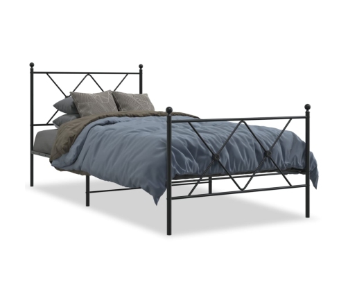 Estructura cama sin colchón con estribo metal negro 90x200 cm