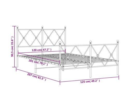 Estructura cama sin colchón con estribo metal negro 120x200 cm