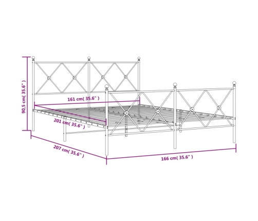 Estructura cama sin colchón con estribo metal negro 160x200 cm