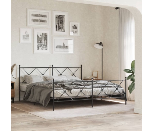 Estructura cama sin colchón con estribo metal negro 183x213 cm