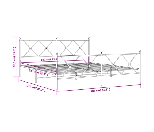 Estructura cama sin colchón con estribo metal negro 183x213 cm