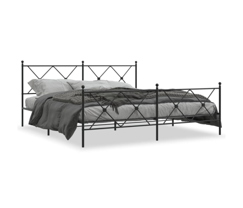 Estructura cama sin colchón con estribo metal negro 183x213 cm