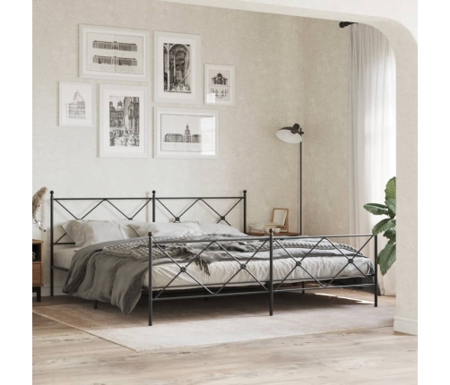 Estructura cama sin colchón con estribo metal negro 193x203 cm