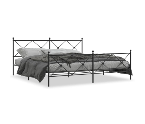 Estructura cama sin colchón con estribo metal negro 193x203 cm