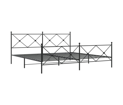 Estructura cama sin colchón con estribo metal negro 200x200 cm