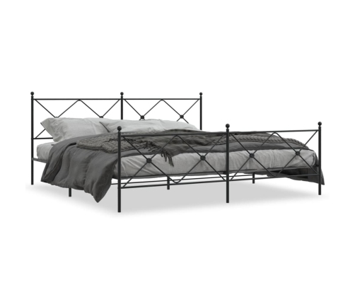 Estructura cama sin colchón con estribo metal negro 200x200 cm