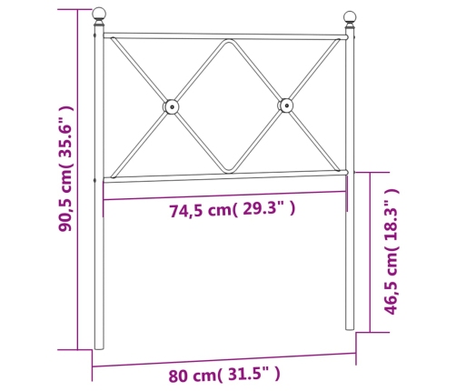 Cabecero de metal negro 75 cm