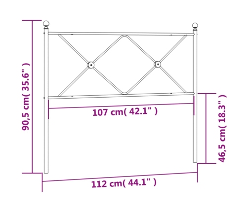 Cabecero de metal negro 107 cm