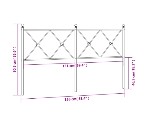 Cabecero de metal negro 150 cm