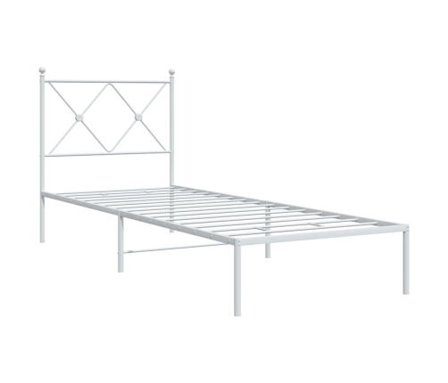 Estructura cama sin colchón con cabecero metal blanco 80x200 cm