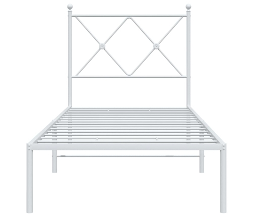 Estructura cama sin colchón con cabecero metal blanco 80x200 cm