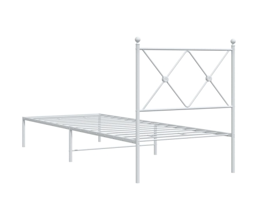 Estructura cama sin colchón con cabecero metal blanco 80x200 cm