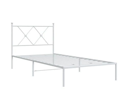 Estructura cama sin colchón con cabecero metal blanco 90x200 cm