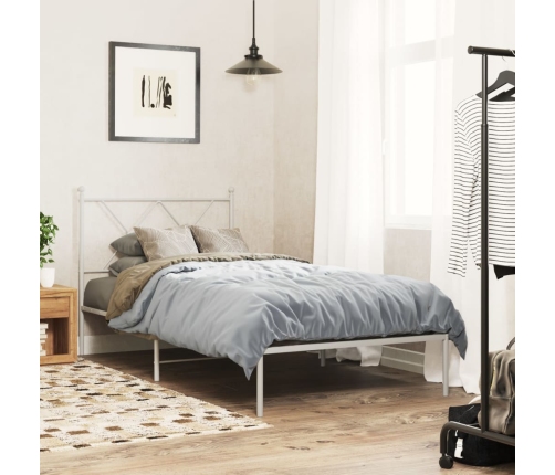 Estructura cama sin colchón con cabecero metal blanco 90x200 cm