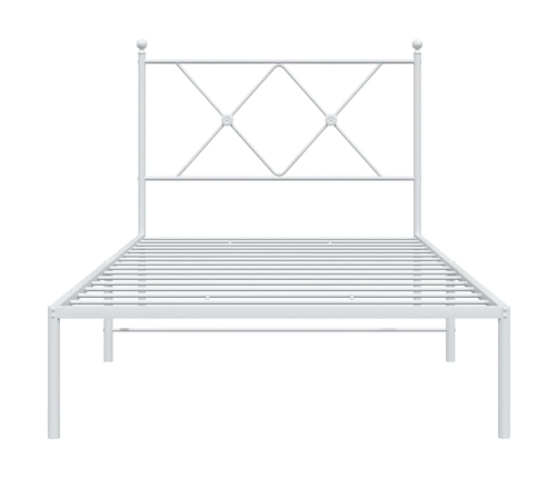 Estructura cama sin colchón con cabecero metal blanco 90x200 cm