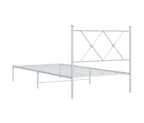 Estructura cama sin colchón con cabecero metal blanco 90x200 cm