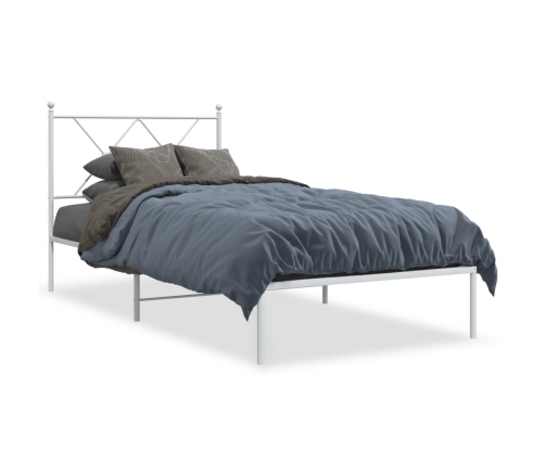 Estructura cama sin colchón con cabecero metal blanco 90x200 cm