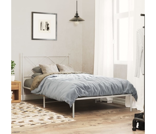 Estructura cama sin colchón con cabecero metal blanco 100x190cm