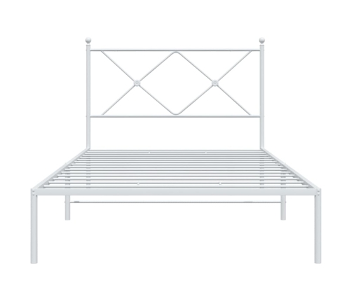 Estructura cama sin colchón con cabecero metal blanco 100x190cm