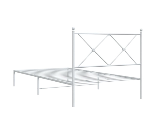 Estructura cama sin colchón con cabecero metal blanco 100x190cm