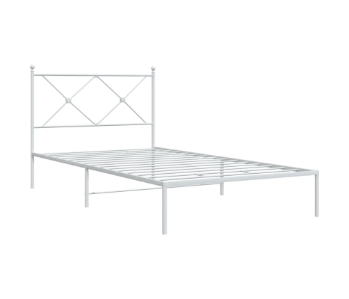 Estructura cama sin colchón con cabecero metal blanco 100x200cm