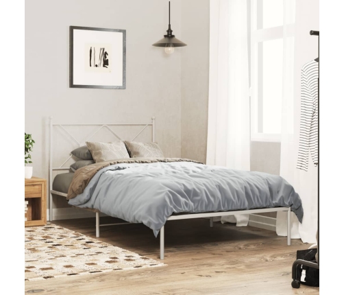 Estructura cama sin colchón con cabecero metal blanco 100x200cm