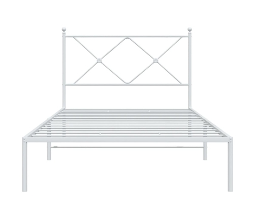 Estructura cama sin colchón con cabecero metal blanco 100x200cm