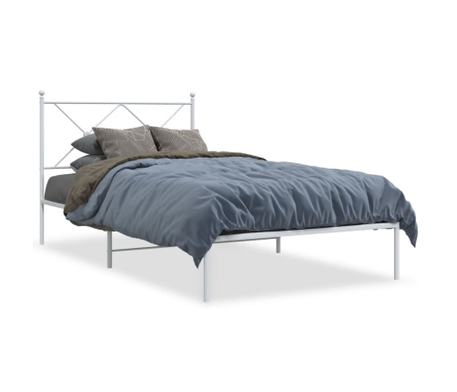 Estructura cama sin colchón con cabecero metal blanco 100x200cm