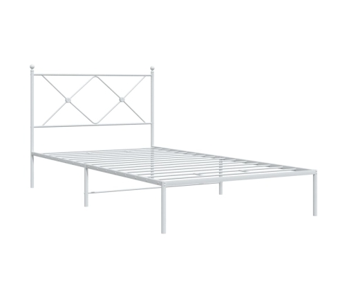 Estructura cama sin colchón con cabecero metal blanco 107x203cm