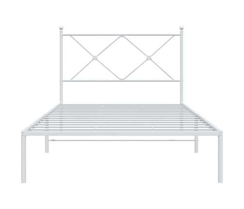 Estructura cama sin colchón con cabecero metal blanco 107x203cm