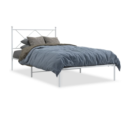 Estructura cama sin colchón con cabecero metal blanco 107x203cm