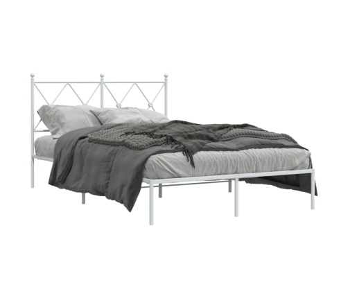 Estructura cama sin colchón con cabecero metal blanco 120x190cm