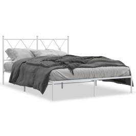 Estructura cama sin colchón con cabecero metal blanco 135x190cm