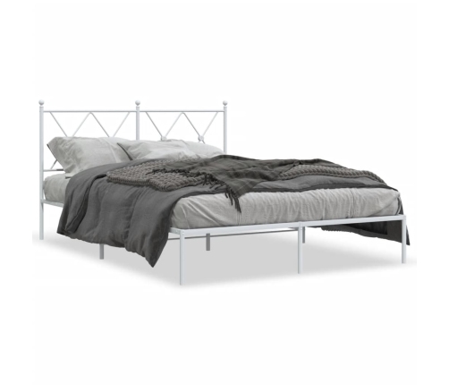 Estructura cama sin colchón con cabecero metal blanco 135x190cm