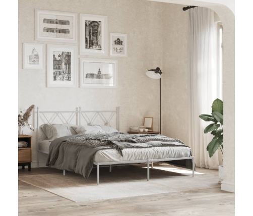 Estructura cama sin colchón con cabecero metal blanco 140x200cm