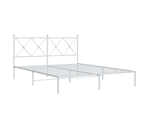 Estructura cama sin colchón con cabecero metal blanco 150x200cm