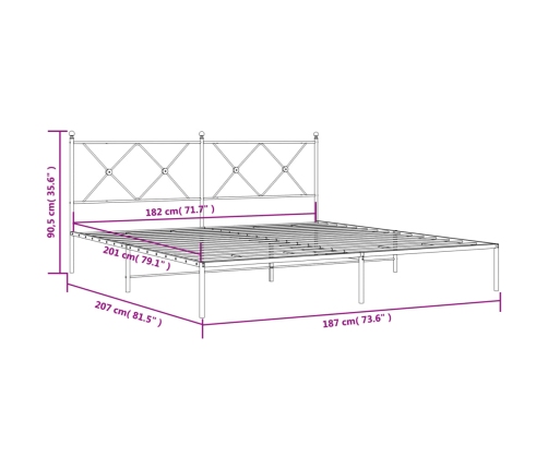 Estructura cama sin colchón con cabecero metal blanco 180x200cm