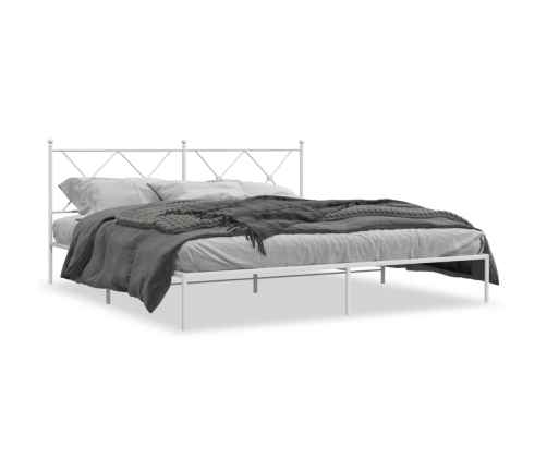 Estructura cama sin colchón con cabecero metal blanco 180x200cm