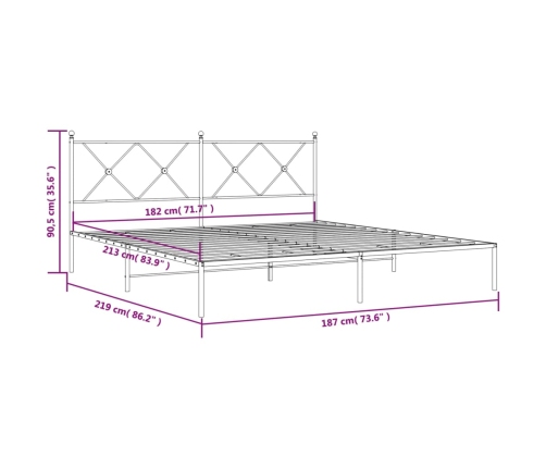 Estructura cama sin colchón con cabecero metal blanco 183x213cm