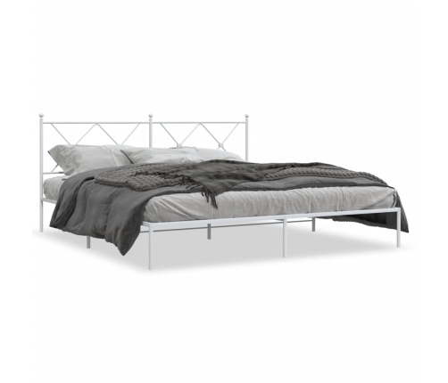 Estructura cama sin colchón con cabecero metal blanco 183x213cm