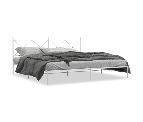 Estructura cama sin colchón con cabecero metal blanco 193x203cm