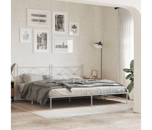 Estructura cama sin colchón con cabecero metal blanco 200x200cm